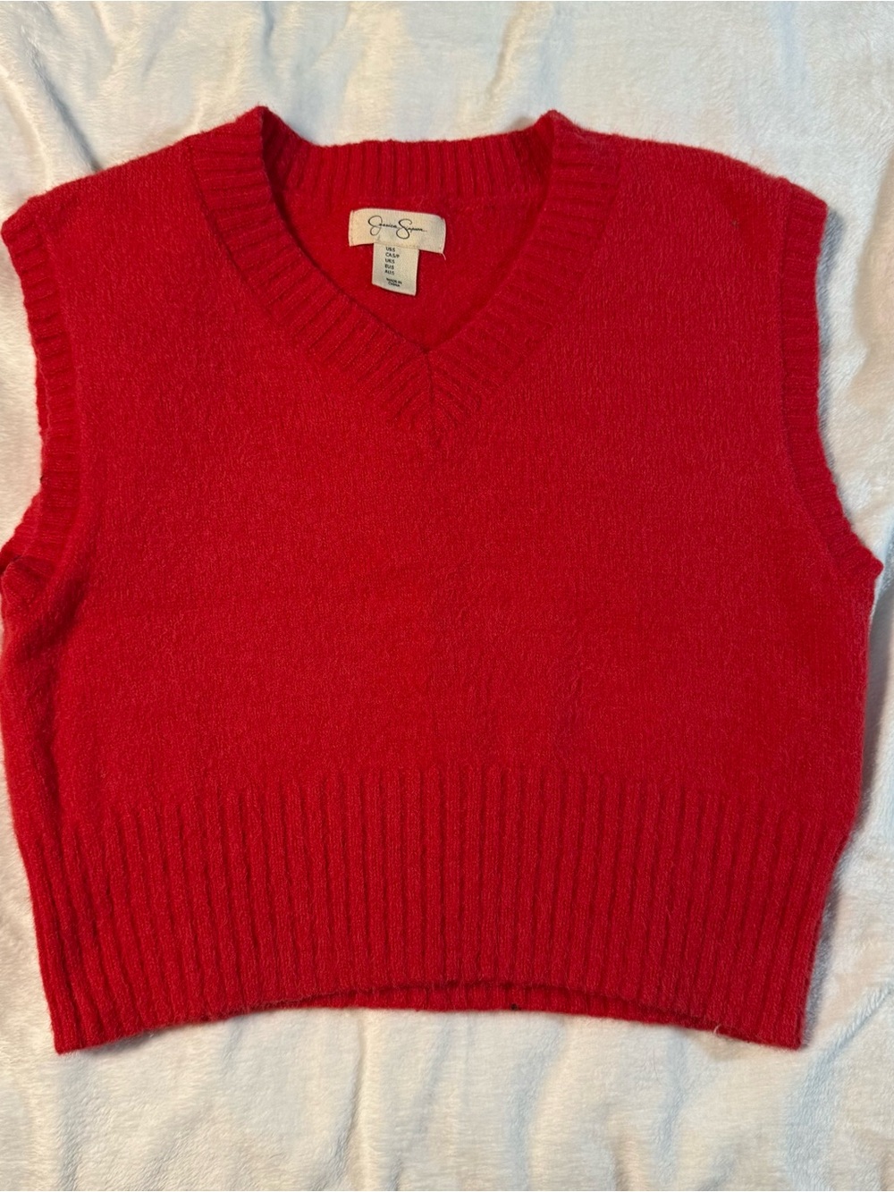Jessica Simpson Red V-Neck Knit Sweater Vest